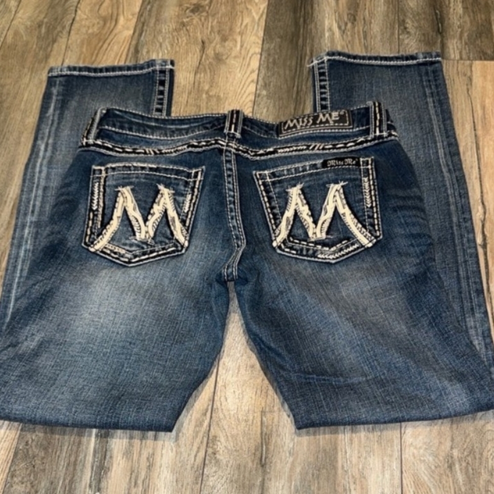Miss Me Blue Bootcut Jeans with Embroidered Back Pockets